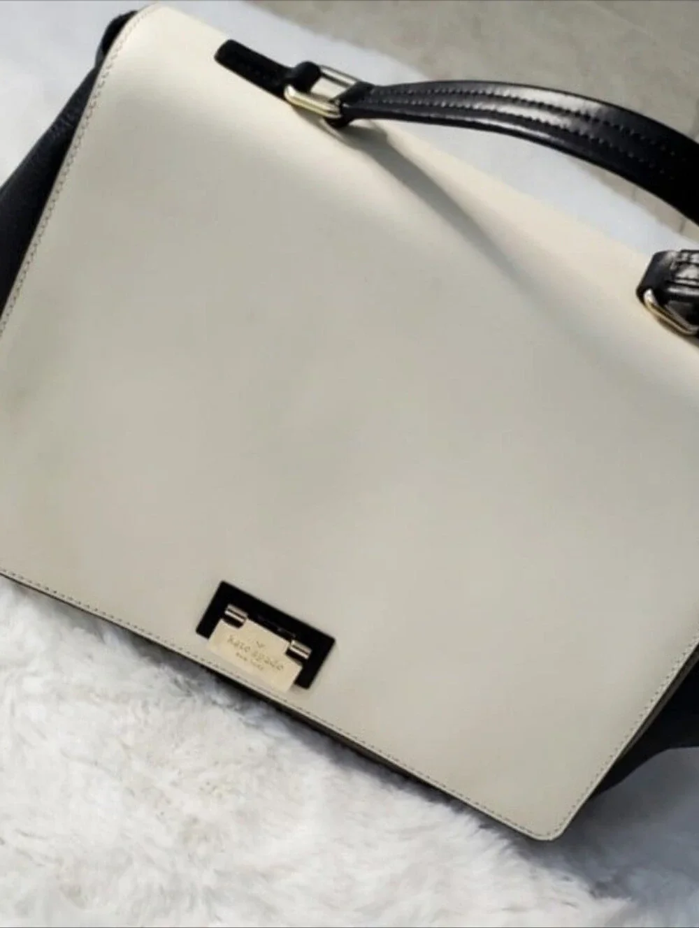 kate spade Black and Cream Top-Handle Satchel